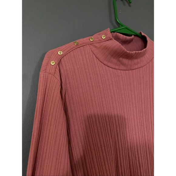 Croft & Barrow Pink Ribbed Turtleneck Button Sweater Size XL NWOT - Picture 4 of 6